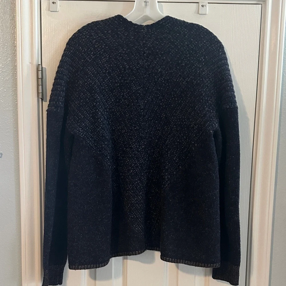 GAP Women's Navy Open Front Cardigan 100% Lambswool M Cozy Cottagecore Fisherman